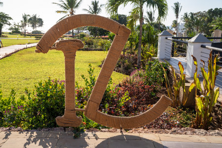 Zanzibar, Tanzania - March 14, 2023: Logo for the Royal Zanzibar Resort, an all-inclusive tropical beach resortのeditorial素材