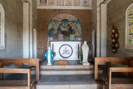 Mai Mahiu, Kenya, Africa - March 4, 2023: Inside the Mai Mahiu Catholic Church built by Italian Prisoners of War (POW) in 1942のeditorial素材