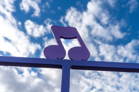 Tucson, Arizona - December 19, 2023: Music note detailing on a fence outside the Lisa Frank...