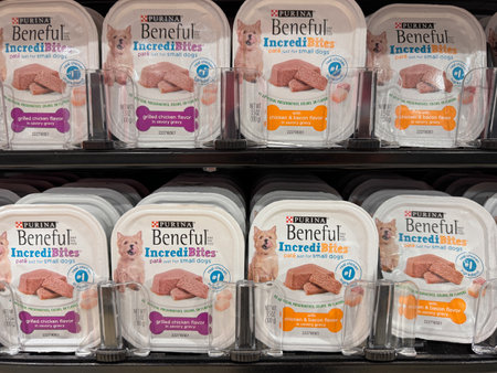Vienna, Virginia - November 13, 2023: Selection of Purnia Beneful IncrediBites pate dog food for small dogs at a grocery storeのeditorial素材