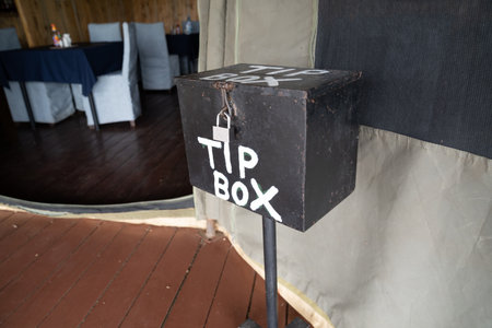Tip Box at a Serengeti Tanzania safari lodge in Africaの写真素材