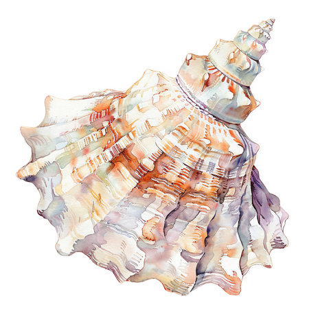 Seashell watercolor illustration. Isolated on white background.の素材