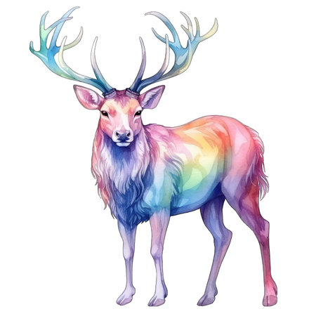Watercolor illustration of a deer. Isolated on white background.の素材