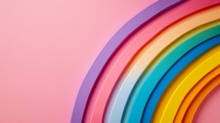 Rainbow colors on pink background. Minimal style. 3d renderの素材