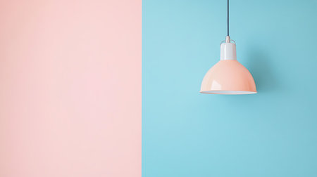 Ceiling lamp on pastel blue and pink background. Minimal style.の素材