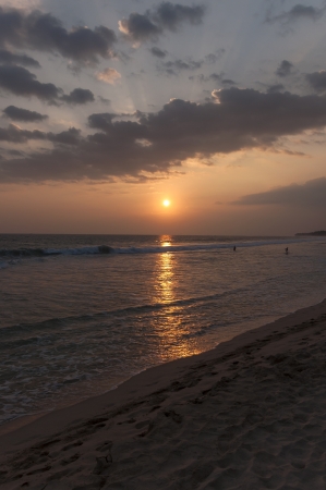 Ocean sunset at Koggala Beach, Sri Lankaの写真素材