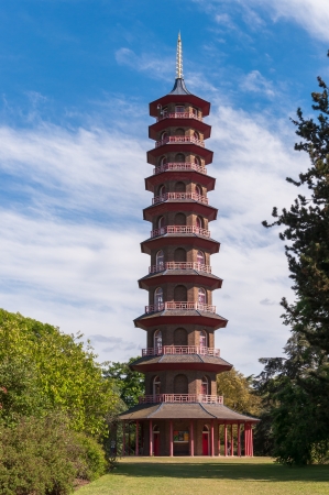 Pagoda tower in Kew Royal Botanic Gardens, London, England の写真素材