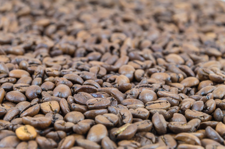 Closeup of coffee beans texture for backgroundの写真素材