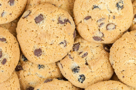 Background made of delicious chocolate chip cookies