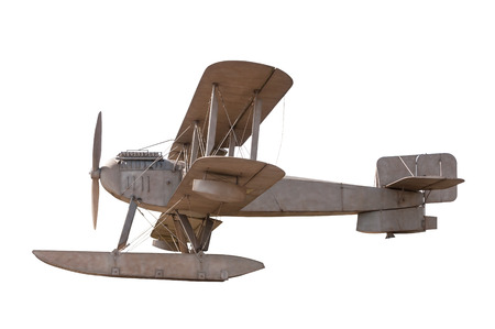 Biplane isolated on white background with clipping pathの写真素材
