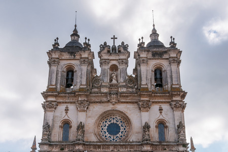 Architectural details of Alcobaca Monastery entrance, Portugalの写真素材