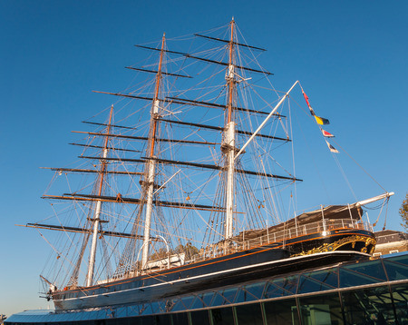 View of the Cutty Sark in London, one of the fastest sailing ships from the 19th centuryのeditorial素材