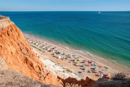 Beautiful Falesia Beach in Portugal seen from the cliffの写真素材