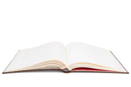 Blank open book isolated on white background の写真素材