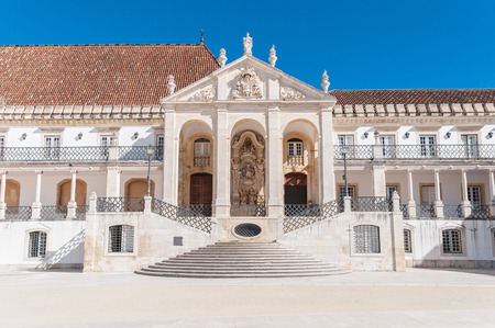 Decorative entrance to the Coimbra University in Portugalのeditorial素材