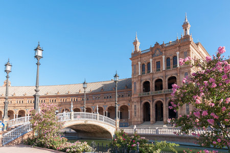 Plaza de Espana in Seville. It is a landmark example of the Renaissance Revival style in Spanish...