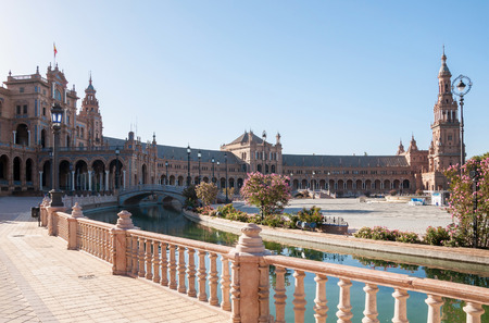 Plaza de Espana in Seville. It is a landmark example of the Renaissance Revival style in Spanish architecture.のeditorial素材