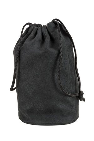 Black textile sack isolated on white background with clipping pathの写真素材