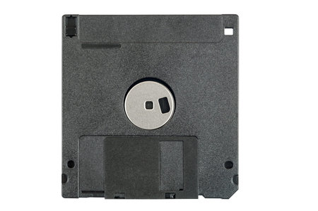 Black floppy disk isolated on white background with clipping path