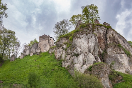 View of Ojcow Castle ruins in Ojcow National Park, Polandのeditorial素材