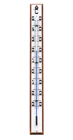 Wooden mercury thermometer isolated on white background with clipping path