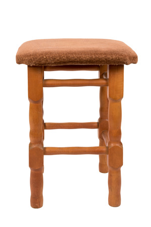 Wooden stool isolated on white backgroundの写真素材