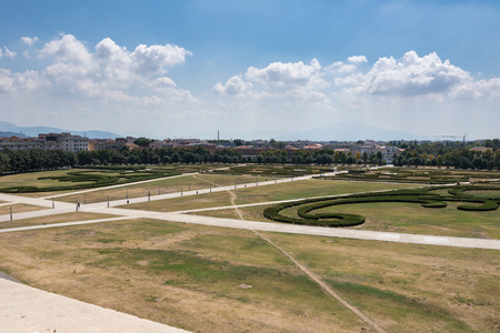 Hedges in front of the Caserta Royal Palace, Italyのeditorial素材