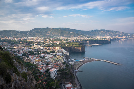 Morning view of Sorrento town in Italyの写真素材