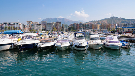 Salerno, Italy - September 1, 2016: Panoramic view of Salerno marina in the morning sunのeditorial素材