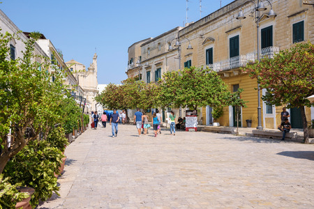 Matera, Italy - September 2, 2016: Tourists visit Domenico Ridola street leading to the town square of Giovanni Pascoliのeditorial素材