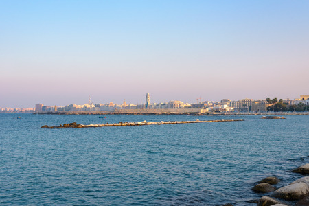 Afternoon view of seafront in Bari, Apulia, Italyの写真素材