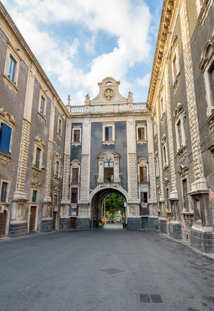 Gateway Porta Uzeda in Catania, Sicily, Italyのeditorial素材