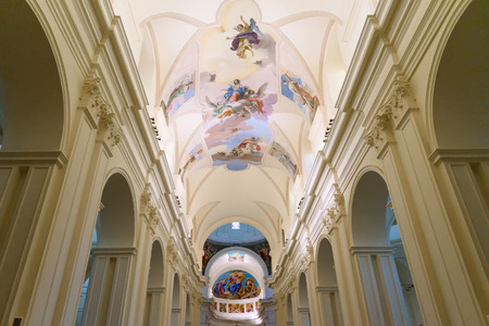 Noto, Sicily, Italy - August 23, 2017: Ceiling paintings in the historic baroque cathedral called Basilica Minore di San Nicoloのeditorial素材