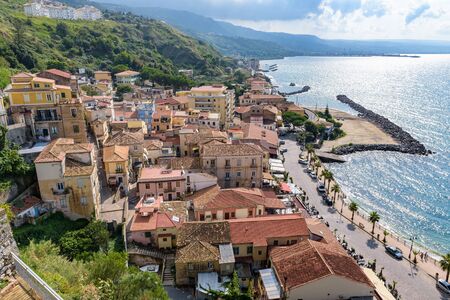 Aerial view of picturesque Pizzo town, Calabria, Italyの写真素材