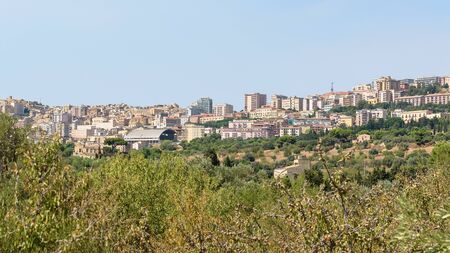 Panoramic view of Agrigento city on the southern coast of Sicily, Italyの写真素材