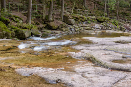 View of the Mumlava river near Harrachov in Giant Mountains in Czech Republicの写真素材