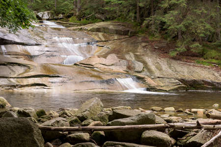 Cascades on the Mumlava river near Harrachov in Giant Mountains in Czech Republicの写真素材