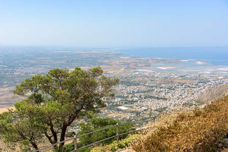 Panoramic aerial view of the Trapani city on Sicily, Italyの写真素材