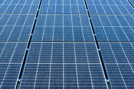 Green energy background made of solar panels