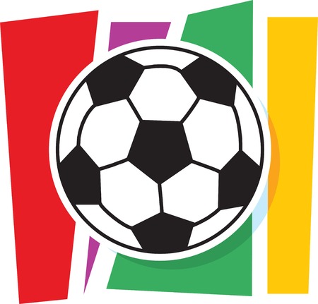 A stylized soccer ball on a striped backgroundのイラスト素材