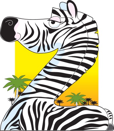 A portrait of a zebra with a dessert background. He is shaped like the letter Zのイラスト素材