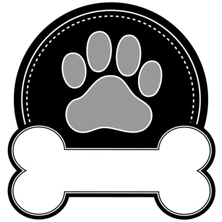 A dog pawprint and dog bone with room for text in a circular designのイラスト素材