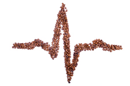 line is the pulse of the coffee beans on white backgroundの写真素材