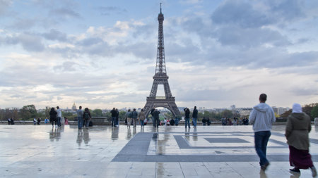 eiffel tower after rainのeditorial素材