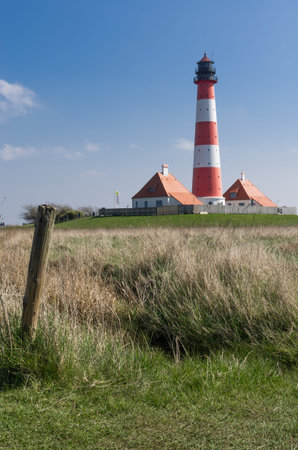Lighthouse Westerhever at the German northfrisian coastの写真素材