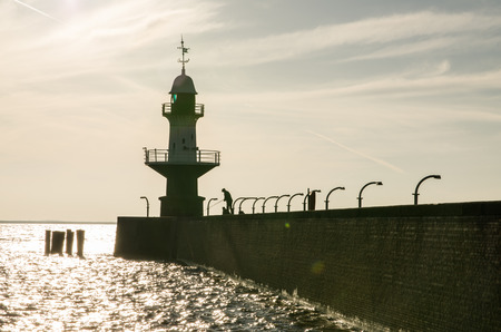 Lighthouse and damの写真素材