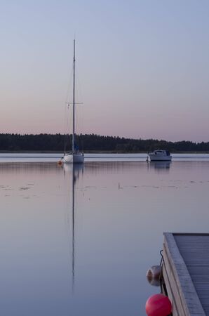Boats at anchor at Vaenernの写真素材