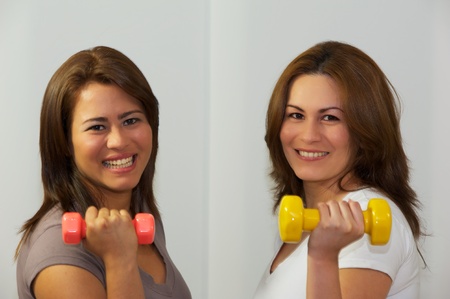Two women s exercising gymの写真素材