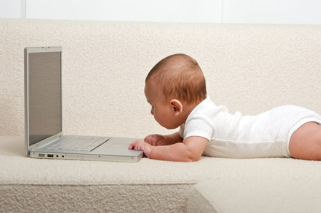 baby with a laptop