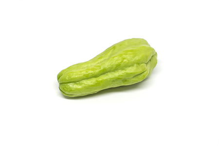 Green thai chayote isolated on white background with clipping pathの写真素材